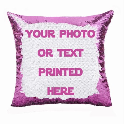 Awesome Custom Sequin Cushion Cover Personalized Gift Photo Text Pillow